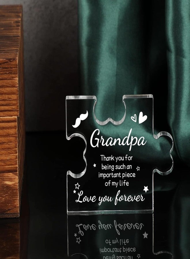 Gifzy Grandpa Gifts Acrylic Puzzle Plaque - Grandpa Christmas Gifts - Gifts for Grandpa 5 x 5 Inch Desk Decorations - Fathers Day Birthday Card Gifts for Grandpa - Image 3